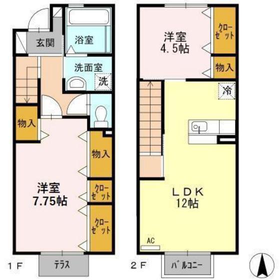 D-ROOM天正寺(2LDK/1階)の間取り写真