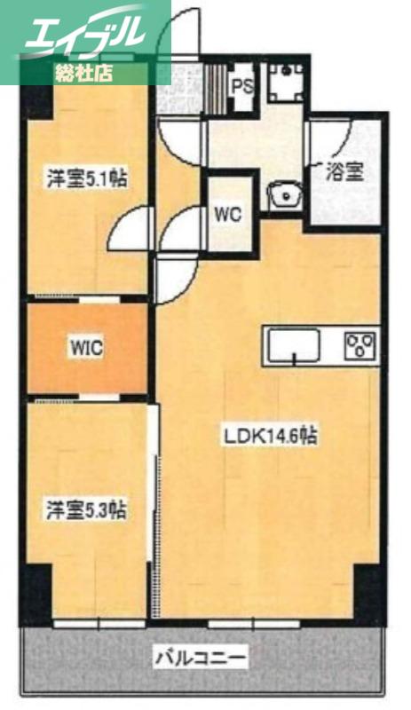 BELLA CASA ノース(2LDK/8階)の間取り写真