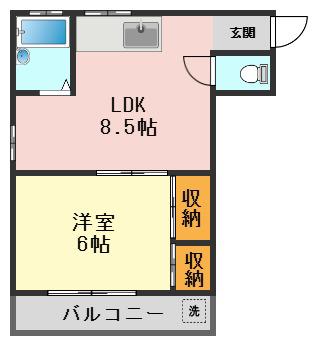 柳コーポ(1LDK/1階)の間取り写真