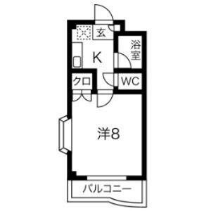 ハーヴェスト中平(1K/3階)の間取り写真