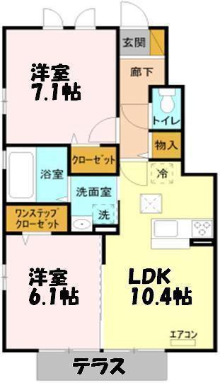 DANDELION B(2LDK/1階)の間取り写真