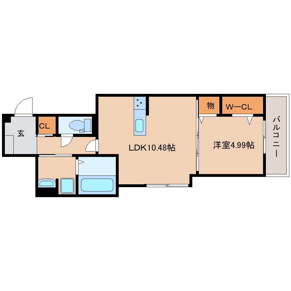 コンフォール畝傍(1LDK/3階)の間取り写真