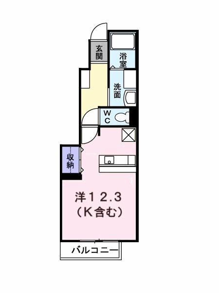 ウエスト AUBE(ワンルーム/1階)の間取り写真