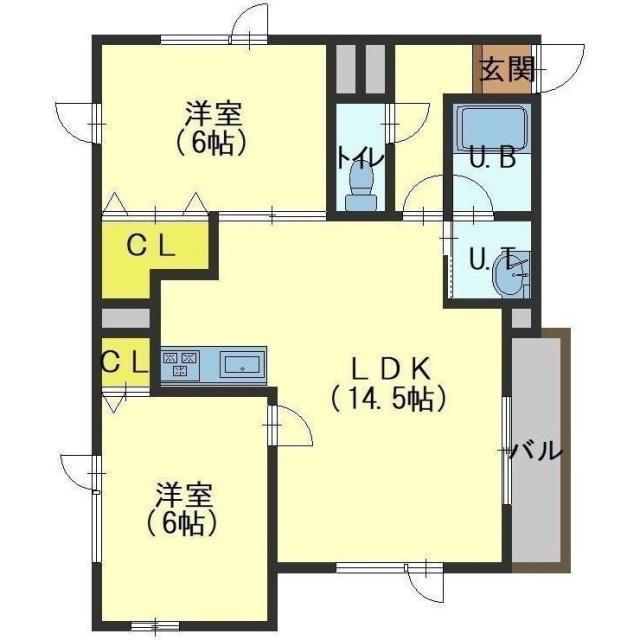 めぞん七番館(2LDK/1階)の間取り写真
