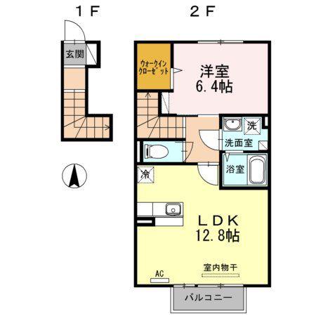 エスカーザ(1LDK/2階)の間取り写真