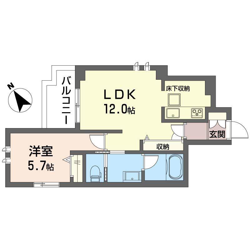 スピネル千川(1LDK/1階)の間取り写真