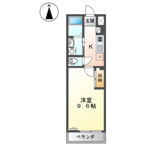 シェルル中畝(1K/2階)の間取り写真