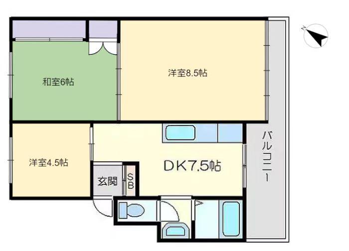 豊里コーポB棟(3DK/3階)の間取り写真