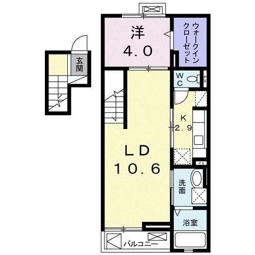 シャングリラ1(1LDK/4階)の間取り写真