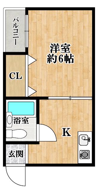 メゾンドルチェI(1K/2階)の間取り写真