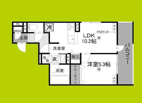D-RESIDENCE蛍池東町(1LDK/3階)の間取り写真