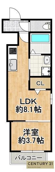 ファインステイツ2(1LDK/3階)の間取り写真