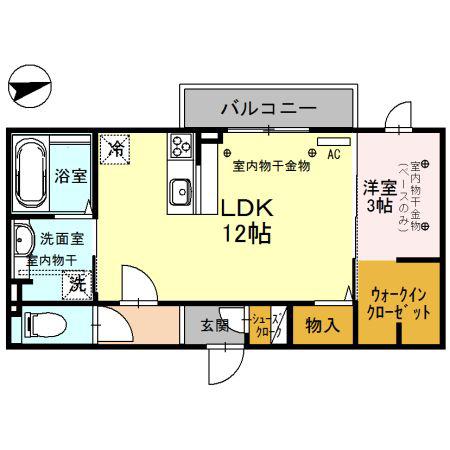 ミレット(1LDK/3階)の間取り写真