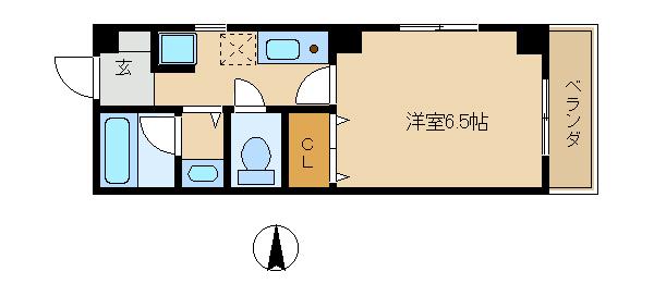 WAVE湘南(1K/2階)の間取り写真
