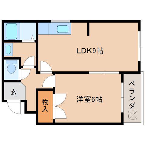 サンハイツ新大宮B(1LDK/2階)の間取り写真