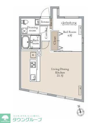 LIVEFLAT千駄木(1LDK/1階)の間取り写真