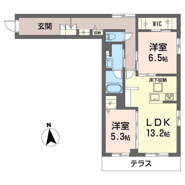 シャーメゾン湘南茅ヶ崎香川(2LDK/1階)の間取り写真