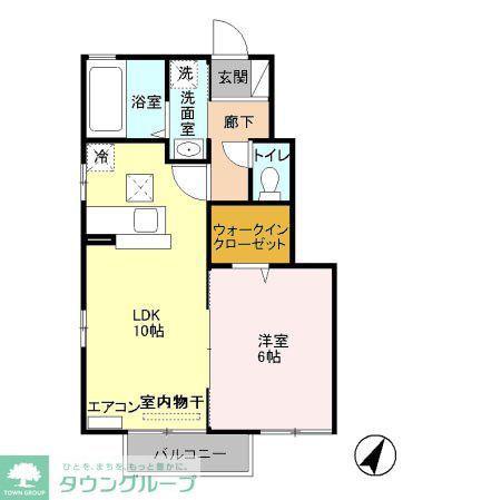 サンモール北入曽C棟(1LDK/1階)の間取り写真