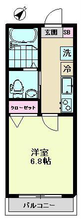 AKマンションVII(1K/2階)の間取り写真