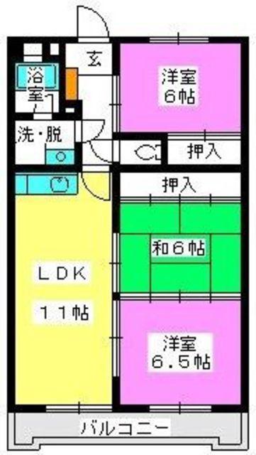 ハイムあかしや(3LDK/6階)の間取り写真