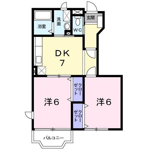 メゾン・ドゥ・ボヌ-ル I(2DK/1階)の間取り写真