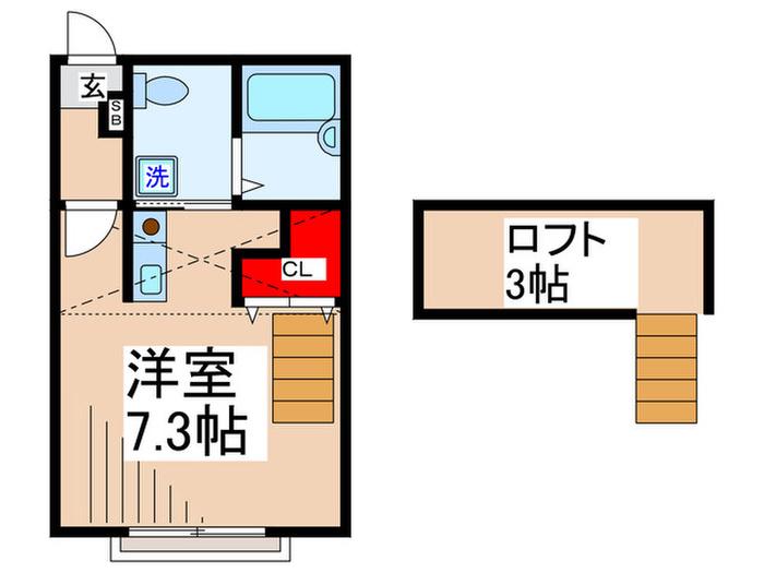 AMERICAN LIBERTY KUMEGAWA III(ワンルーム/2階)の間取り写真