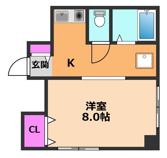 TS SQUAREAKUTAGAWA(1K/4階)の間取り写真