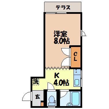 プリマヴィラ(1K/1階)の間取り写真
