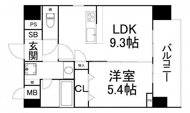 ノブレ梅北(1LDK/5階)の間取り写真