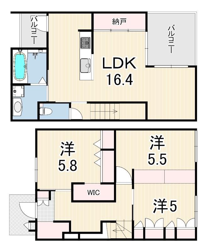 明石市西明石町4丁目ヘーベルメゾン(3LDK/1階)の間取り写真