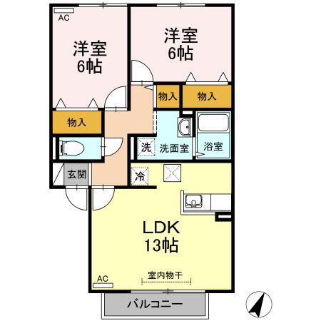 サンライト(2LDK/1階)の間取り写真