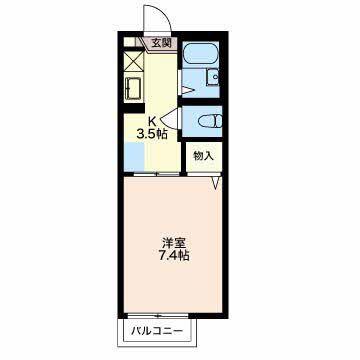 フレグランス緑ヶ丘(1K/1階)の間取り写真
