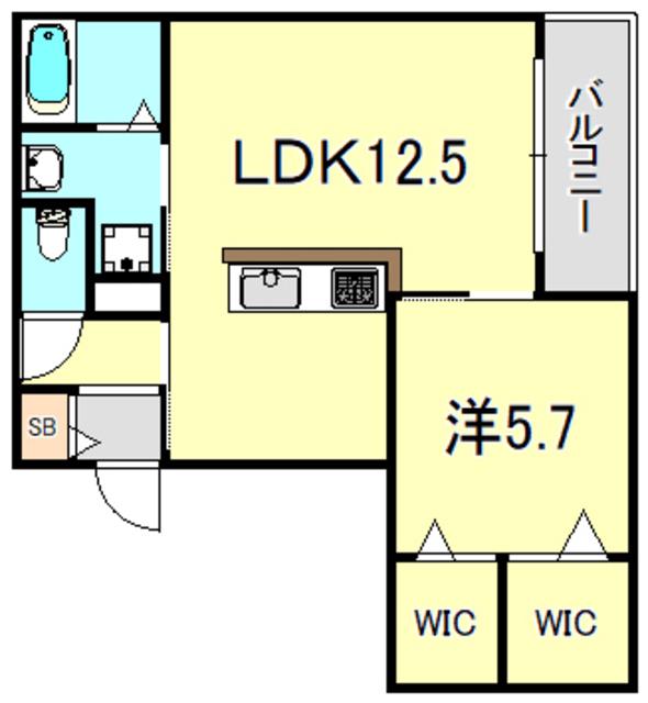 コモド平野(1LDK/1階)の間取り写真
