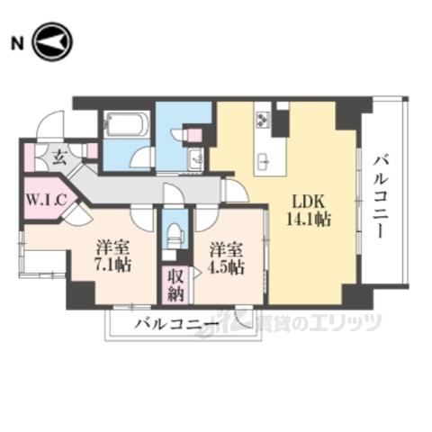 TOUR DANGE IKOMA(2LDK/5階)の間取り写真