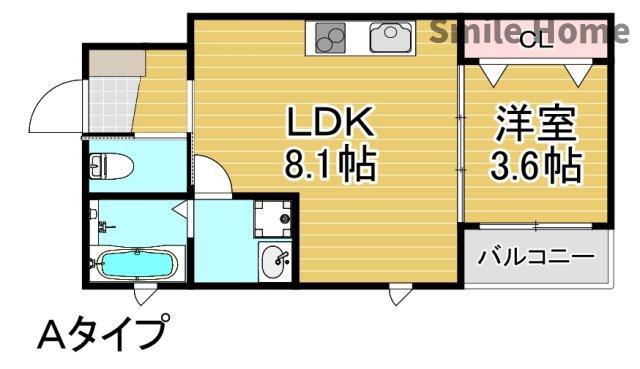 岩伸リバーコート(1LDK/3階)の間取り写真