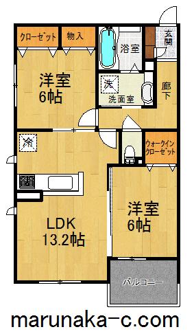 相武ガーデンコート(2LDK/3階)の間取り写真
