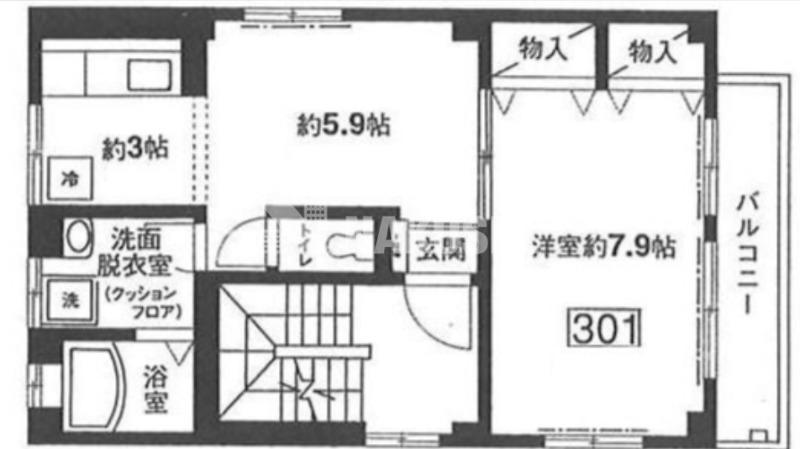 アデッソ学芸大学(1DK/2階)の間取り写真
