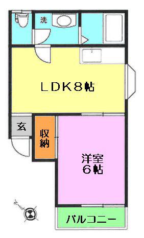 グレース和光(1LDK/2階)の間取り写真