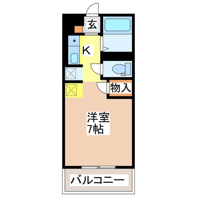 パークヒルズ(ワンルーム/2階)の間取り写真