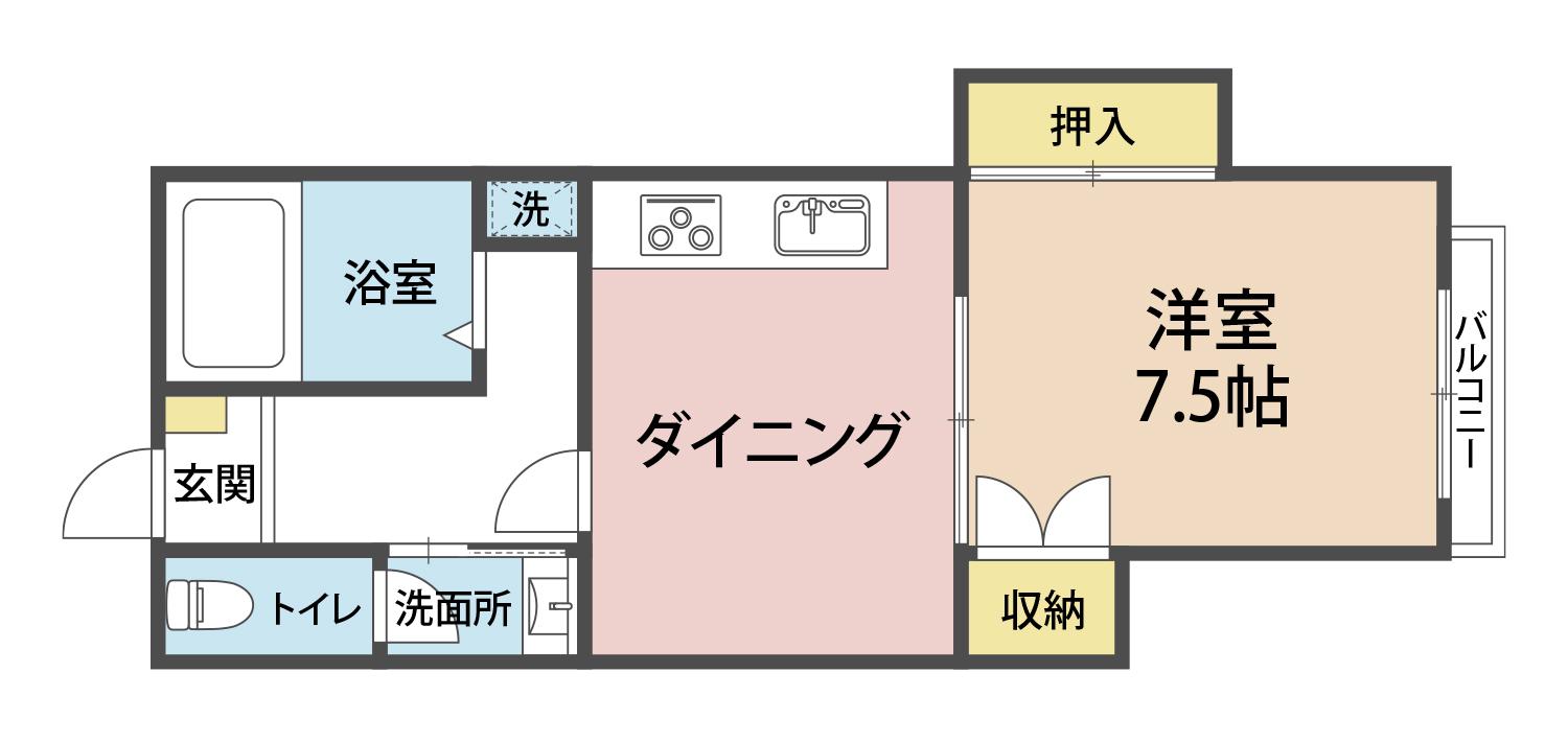 ユナイテッド羽屋(1DK/3階)の間取り写真