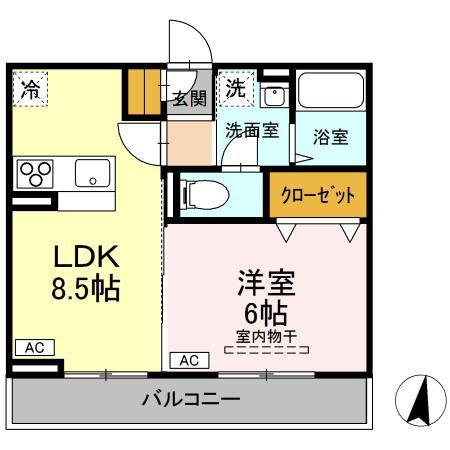 ウィステリア仲間町II(1LDK/3階)の間取り写真