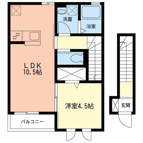 GRAND CHARIOT C(1LDK/2階)の間取り写真