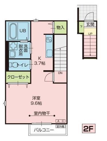 ミルト107 D(1K/2階)の間取り写真