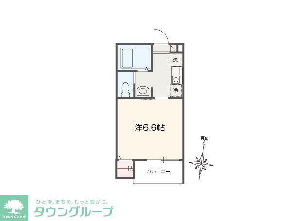 MELLAS淵野辺V(1K/1階)の間取り写真