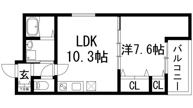 ハイム天神2(1LDK/3階)の間取り写真