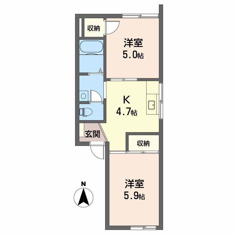 コーポ松尾(2K/1階)の間取り写真