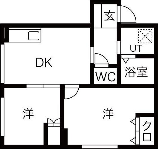 グラシアN37(2DK/4階)の間取り写真