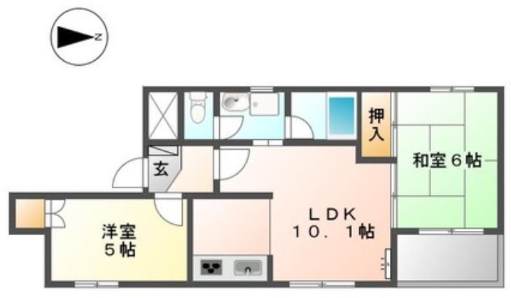 コーポラスユタカ(2LDK/2階)の間取り写真