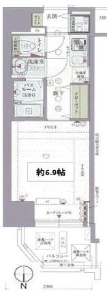 プランドール大手前レジデンス(1K/14階)の間取り写真