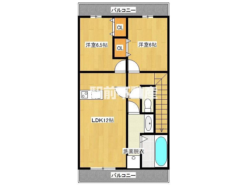 鳥栖市山浦AP(2LDK/2階)の間取り写真